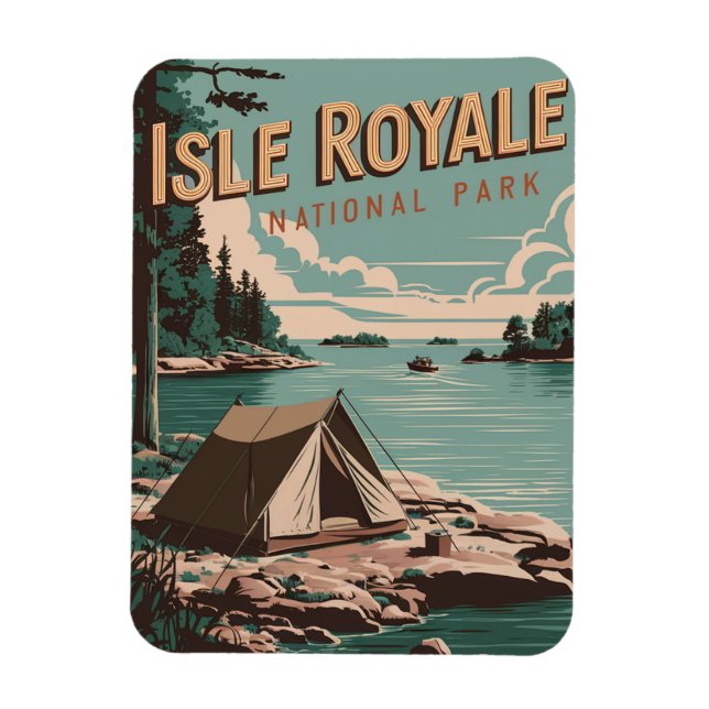 Vintage Isle Royale nationalpark Camping Magnet (Vertikal)