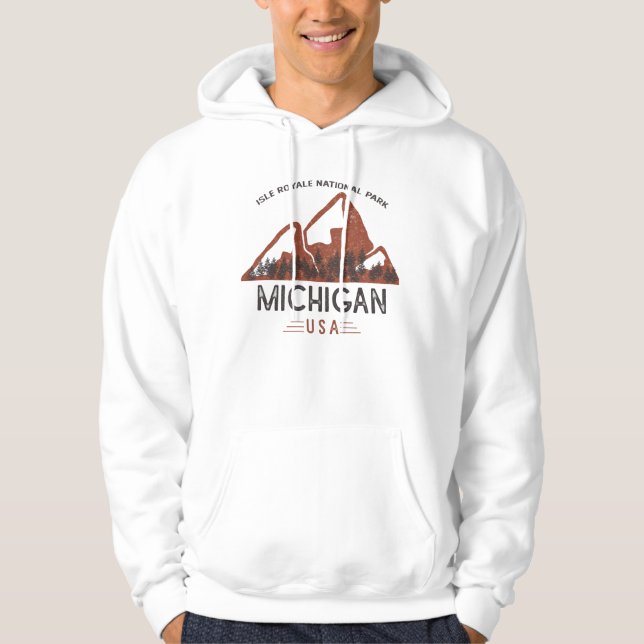 Vintage Isle Royale nationalpark Michigan Hoodie (Framsida)