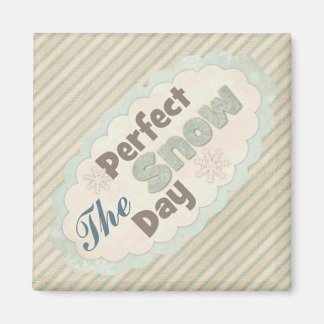 Vintage isskal söt rustik vinterdag snö magnet (Framsidan)