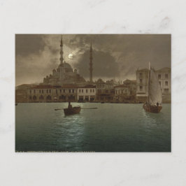 Vintage Istanbul cityscape med måne ljus Vykort