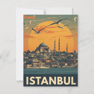 Vintage Istanbul Cityscape Vykort