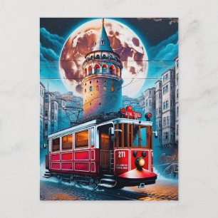 Vintage istanbul Torn Turkey Travel vattencolor Vykort