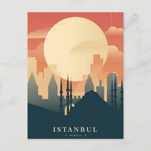 Vintage istanbul Torn Turkey Travel vattencolor Vykort