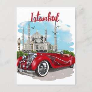 Vintage istanbul Torn Turkey Travel vattencolor Vykort