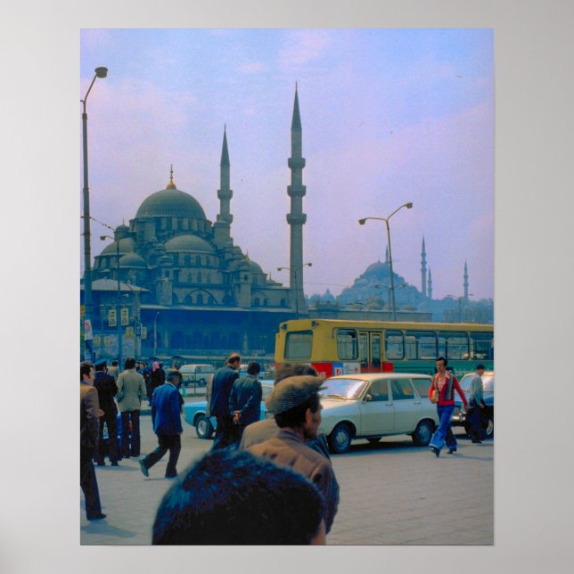 Vintage Istanbul, Traffic, Hagia Sophia Mosque Poster (Framsidan)