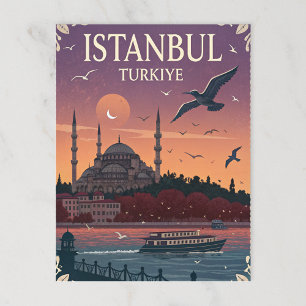 Vintage Istanbul Turkey Sunset Vykort