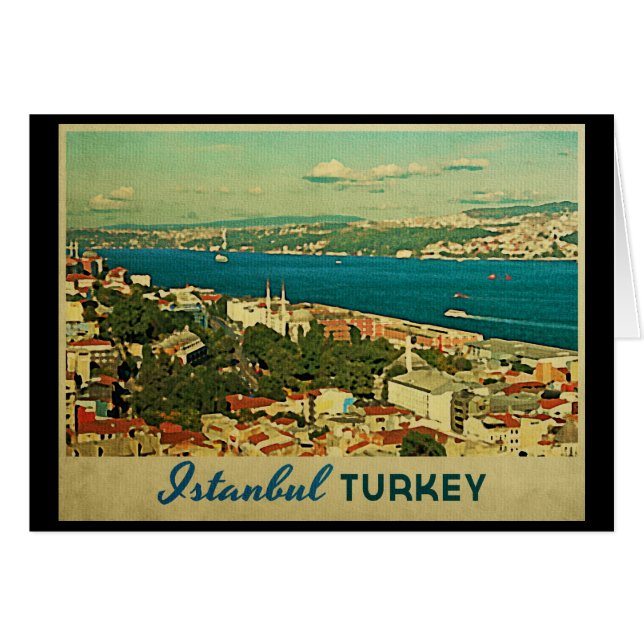 Vintage Istanbul Turkiet Hälsningskort (Framsidan Horizontal)