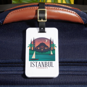 Vintage Istanbul Turkiet Skyline Bagagebricka