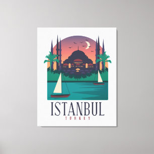 Vintage Istanbul Turkiet Skyline Canvastryck