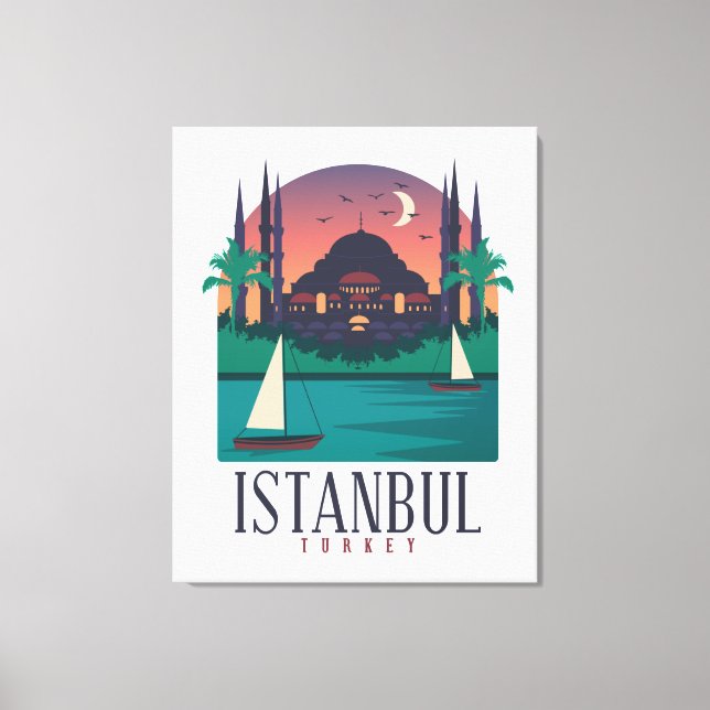 Vintage Istanbul Turkiet Skyline Canvastryck (Framsida)
