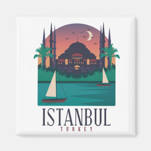 Vintage Istanbul Turkiet Skyline Magnet