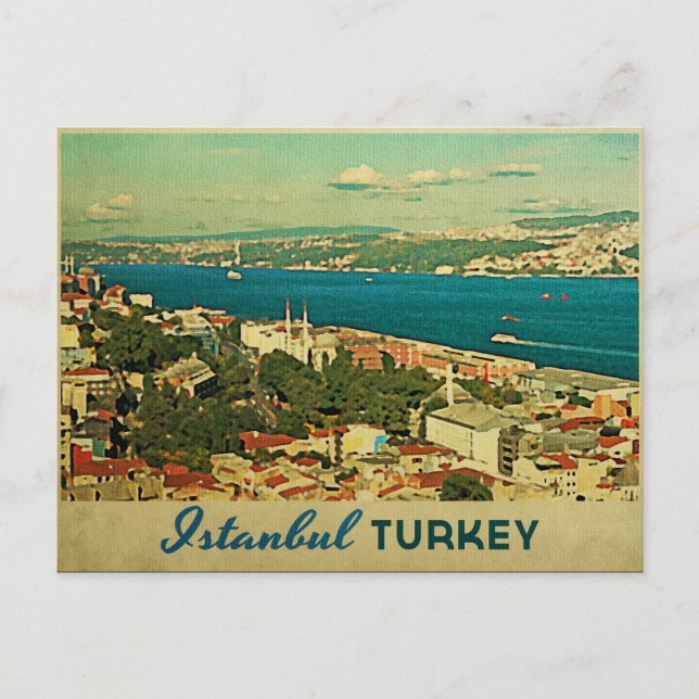 Vintage Istanbul Turkiet Vykort (Framsida)