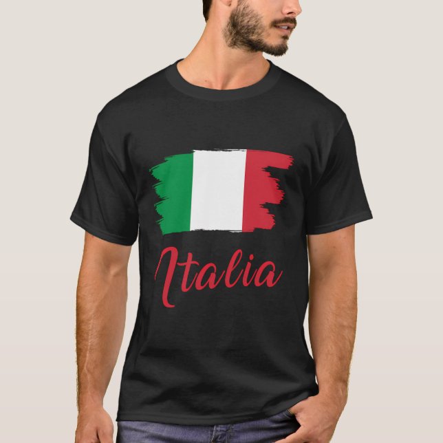 Vintage Italia Italia Flagga T Shirt (Framsida)
