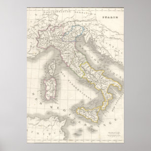 Vintage - Italiarna världsfoten karta Poster