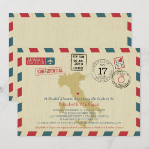 Vintage Italien Airmail Bröllop Möhippa Inbjudningar