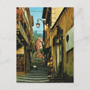 Vintage Italien Bellagio Street of step Vykort
