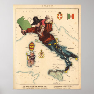 Vintage Italien Karta Poster