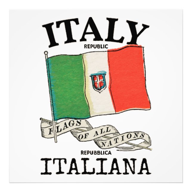 Vintage Italien Landsflagga Fototryck (Framsidan)