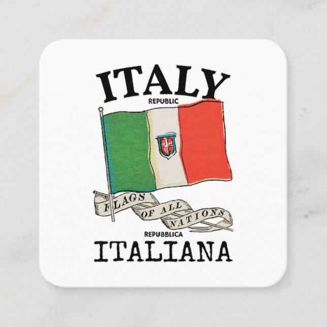Vintage Italien Landsflagga Fyrkantigt Visitkort (Framsida)