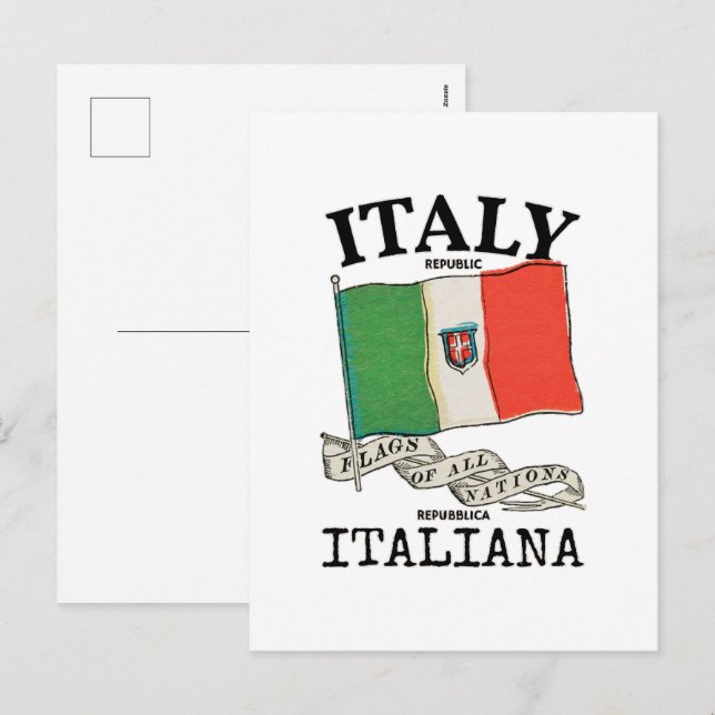 Vintage Italien Landsflagga Helg Vykort (Fram/baksida)