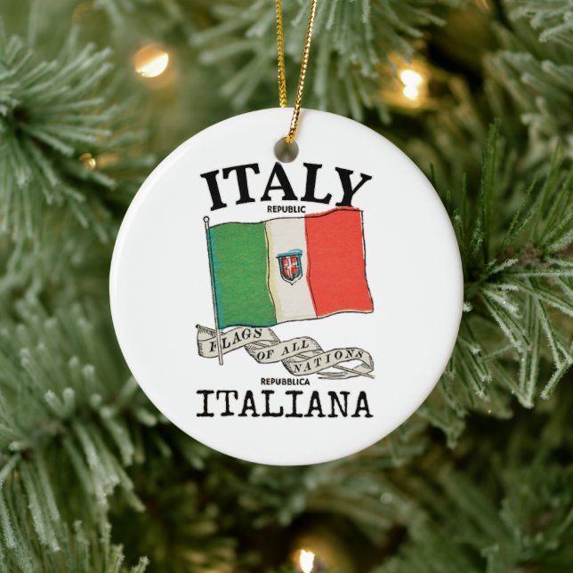 Vintage Italien Landsflagga Julgransprydnad Keramik (Träd)
