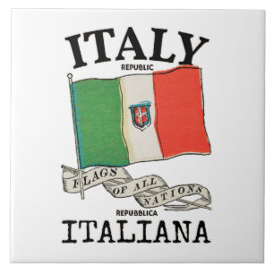 Vintage Italien Landsflagga Kakelplatta