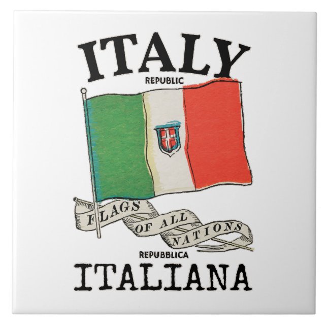 Vintage Italien Landsflagga Kakelplatta (Framsidan)
