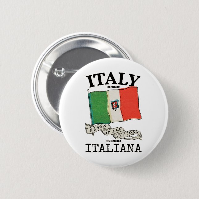 Vintage Italien Landsflagga Knapp (Framsida & baksida)