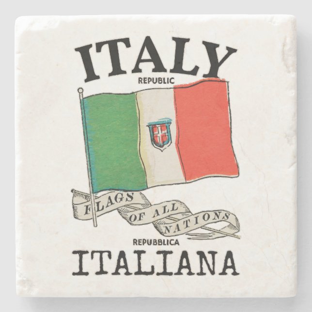 Vintage Italien Landsflagga Stenunderlägg (Framsidan)