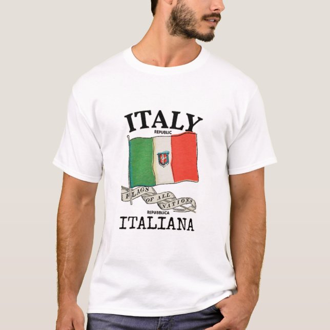 Vintage Italien Landsflagga T Shirt (Framsida)