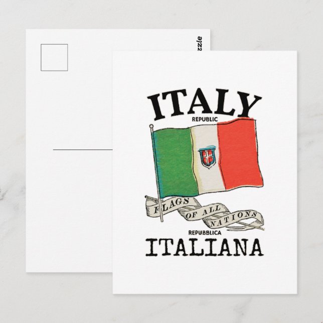 Vintage Italien Landsflagga Vykort (Fram/baksida)