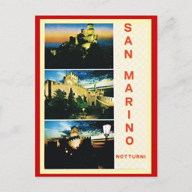 Vintage Italien, Reseposter, San Marino Vykort (Framsida)