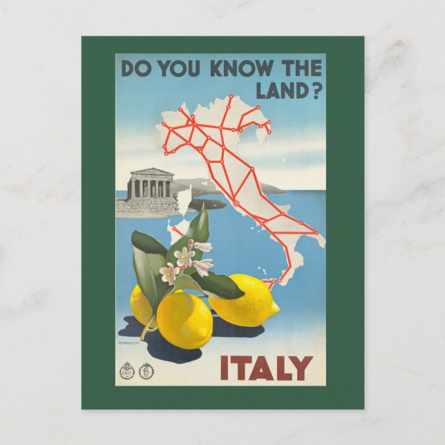 Vintage Italien Resevykort Vykort (Framsida)