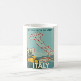 Vintage Italien Resor - Italiensk Karta och Citron Kaffemugg