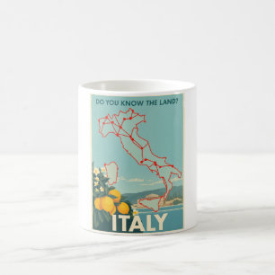 Vintage Italien Resor - Italiensk Karta och Citron Kaffemugg