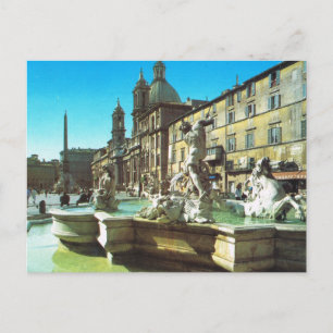Vintage Italien, Rom, Piazza Navonna Vykort