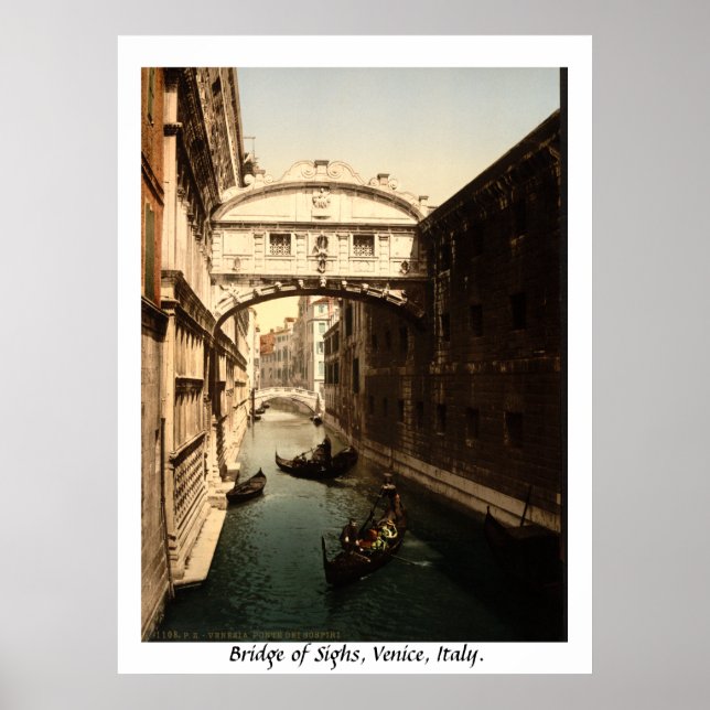 Vintage Italien, Sighs Venedigbron Poster (Framsidan)