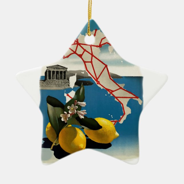 Vintage Italien Travel Julgransprydnad Keramik (Framsidan)