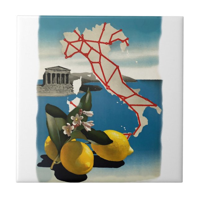 Vintage Italien Travel Kakelplatta (Framsidan)