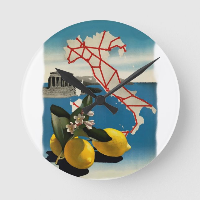 Vintage Italien Travel Rund Klocka (Framsida)