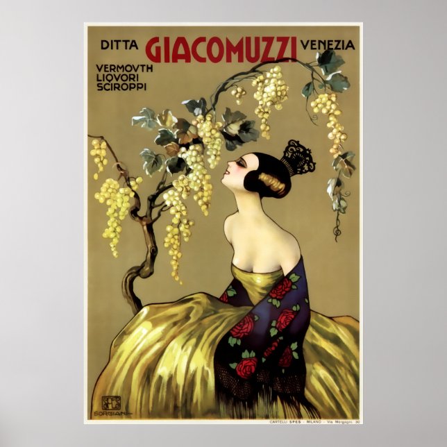 VINTAGE ITALIEN VIN c. 1900 Poster (Framsidan)