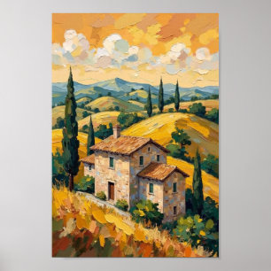 Vintage italiensk landsbygd Resekonst Poster