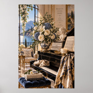 Vintage italiensk sjö piano väggkonst
