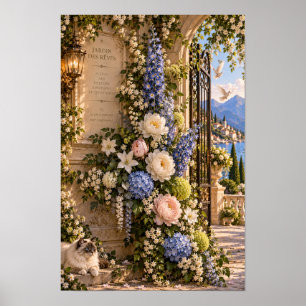Vintage italiensk trädgårds blomkonst väggkonst