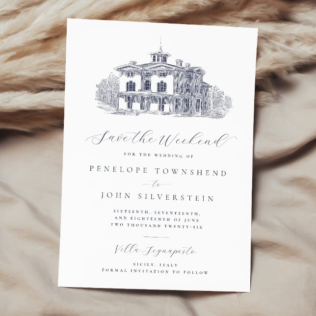 Vintage italiensk villa - destination helg bröllop spara datumet (Vintage Italian Villa Destination Weekend Wedding Save The Date)