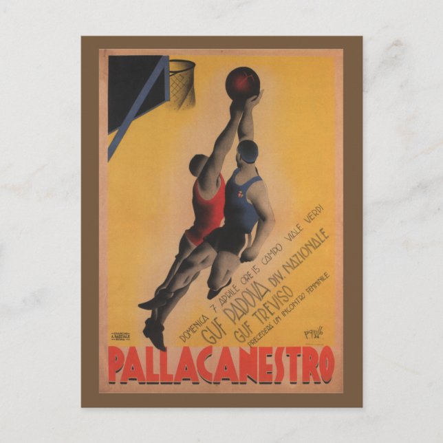 Vintage Italienska basketboll Vykort (Framsida)