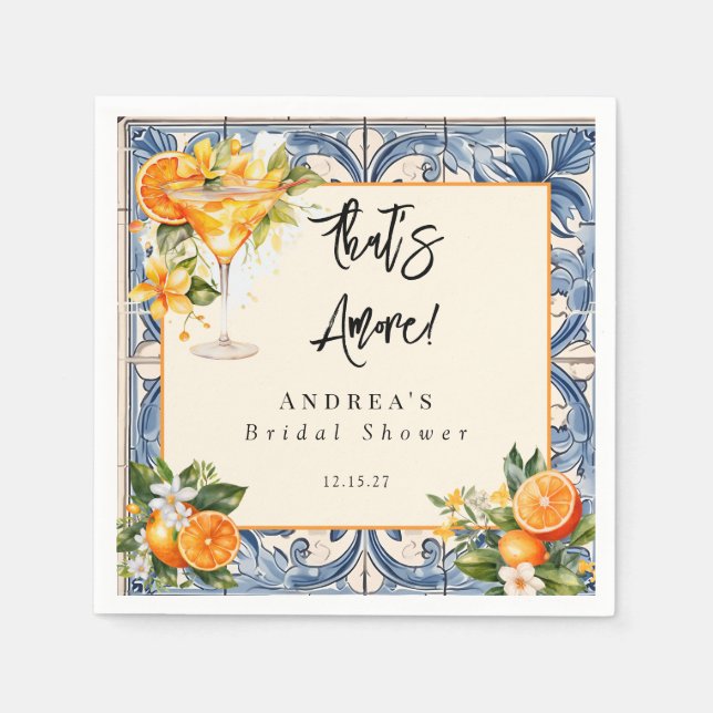 Vintage italienska | Citrus Apelsin | Bröllopsdusc Pappersservett (Framsidan)