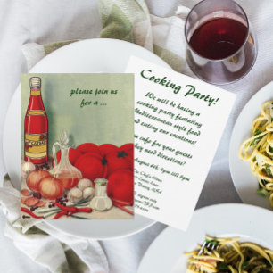 Vintage Italienska Food, Tomato Onion Cooking Part Inbjudningar