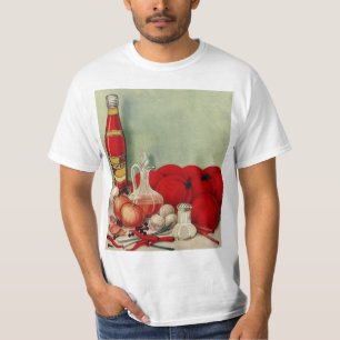 Vintage Italienska Food Tomato Onions Paprika Cats Tröja