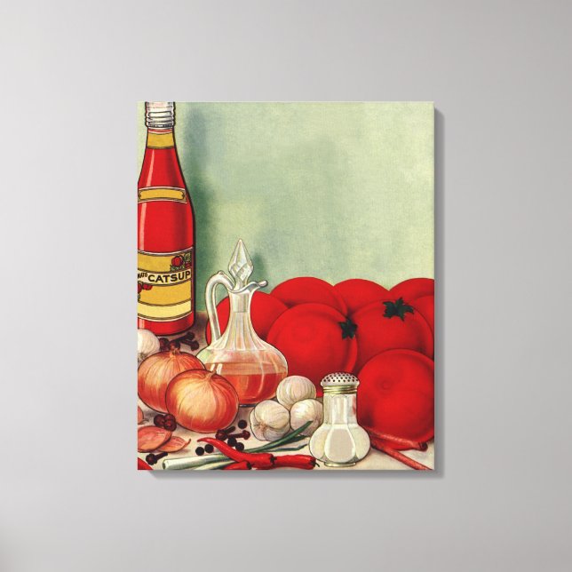 Vintage Italienska Food Tomato Onions Peppers Cats Canvastryck (Framsida)